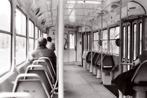 A Prague tram, 1990 or 1991, photo credit Caleb Crain