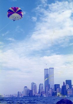 A scratched and faded snapshot of the blogger in a parasail A scratched and faded snapshot of the blogger in a parasail