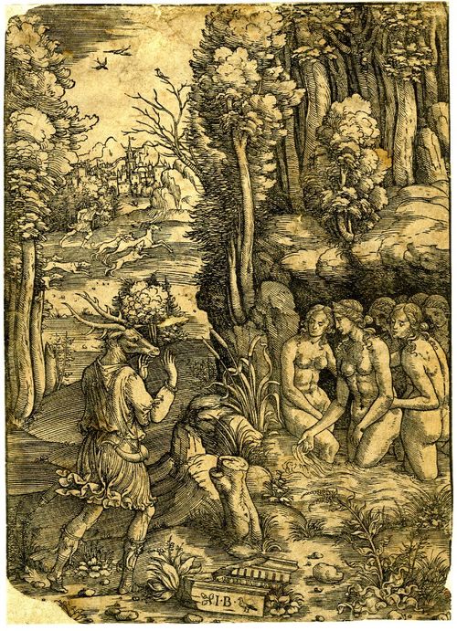 Giovanni Battista Palumba, Diana bathing with her attendants transforming Actaeon into a stag, c. 1500, © Trustees of the British Museum, 1845,0825.627
