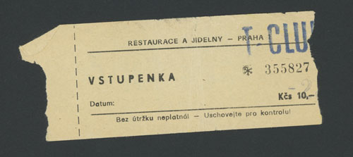An admission ticket to T-Club, 1990