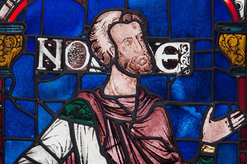 Noah, stained glass window from Canterbury Cathedral, 1178–80, on display in the exhibit 'Radiant Light' in the Cloisters, NYC, until May 18, 2014